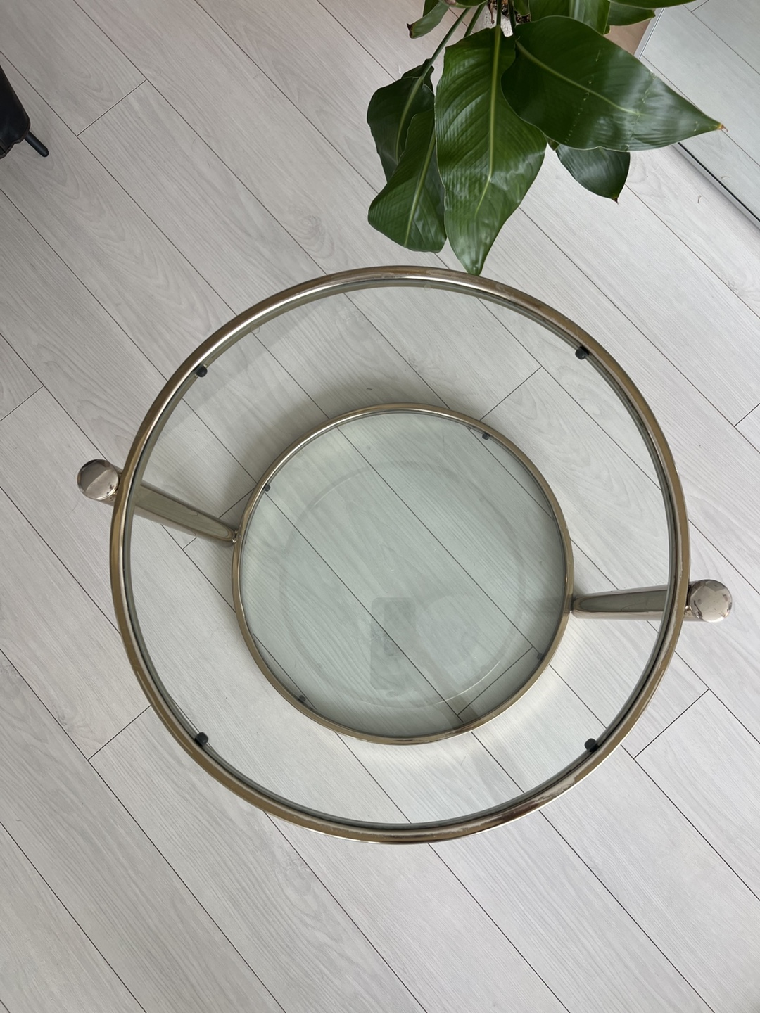 Mid-Century Glass and Brass Side Table - photo 2