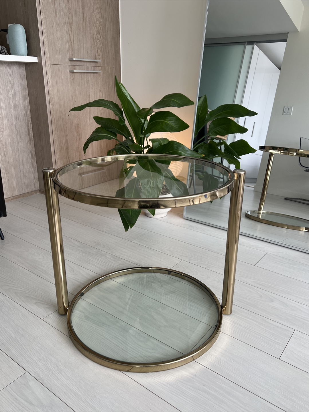 Mid-Century Glass and Brass Side Table - photo 3
