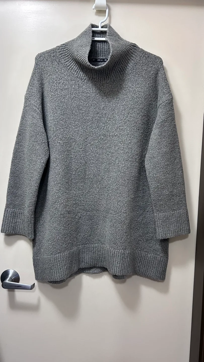 Zara Knit Grey Mock Neck Sweater Size S thumbnail
