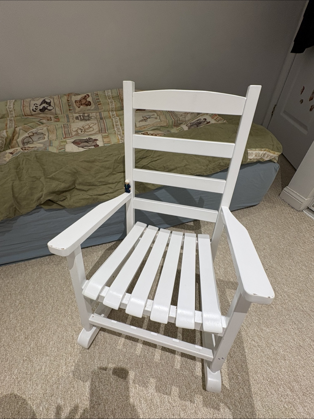 Kids White Wooden Rocking Chair