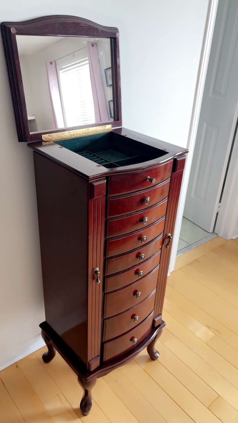 Large Wooden Jewelry Armoire