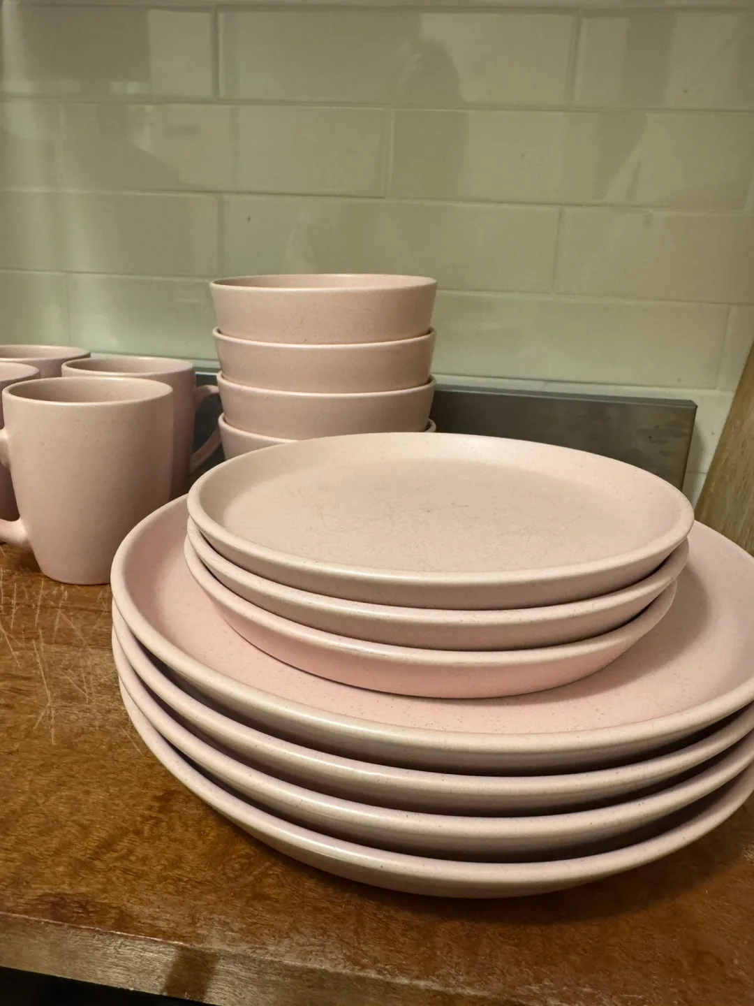 Pink Dinnerware Set - Bowls, Plates, and Mugs thumbnail