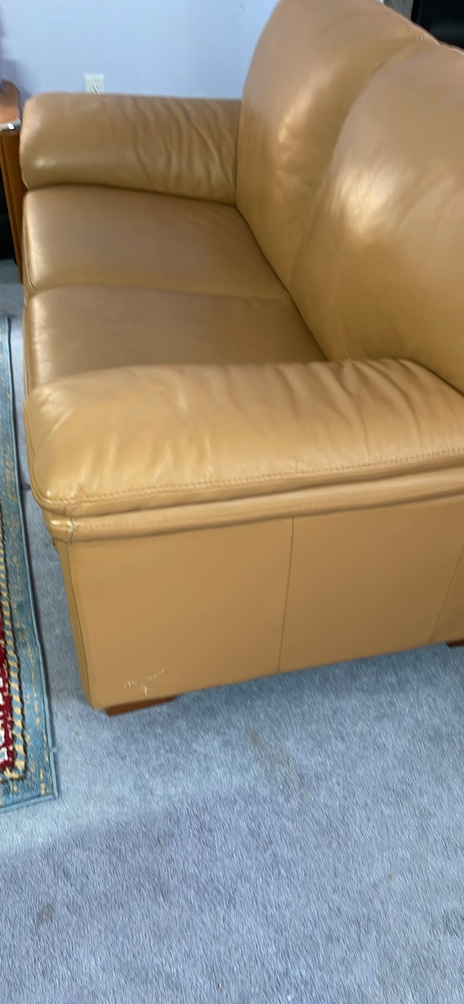 Tan Leather Loveseat - photo 3