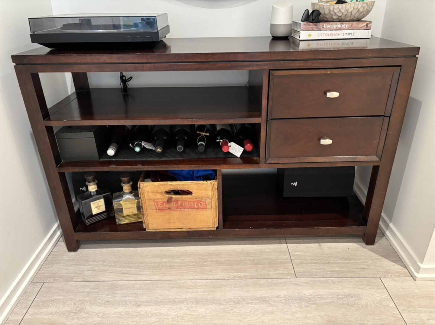 Dark Brown Wooden Console Table with Storage
