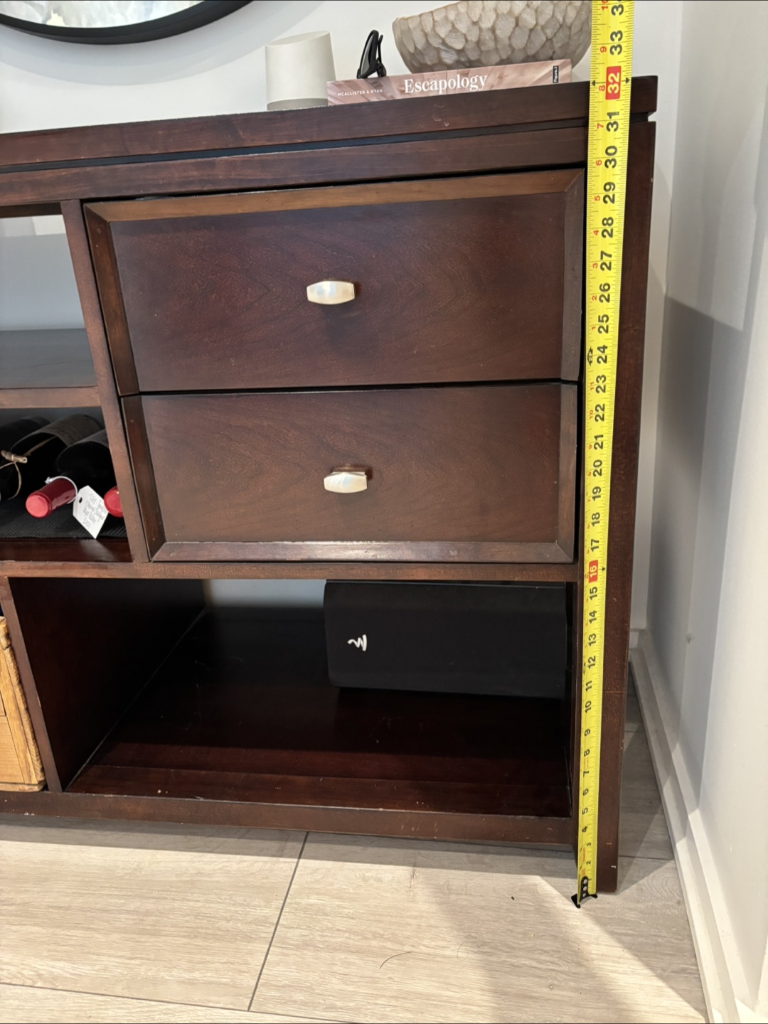 Dark Brown Wooden Console Table with Storage - photo 2