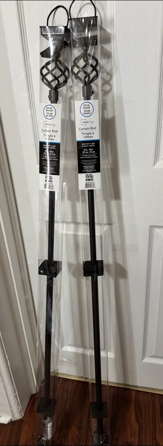 EUC - 3/4 inch Black Curtain Rods (Set of 2) image indicator(3)