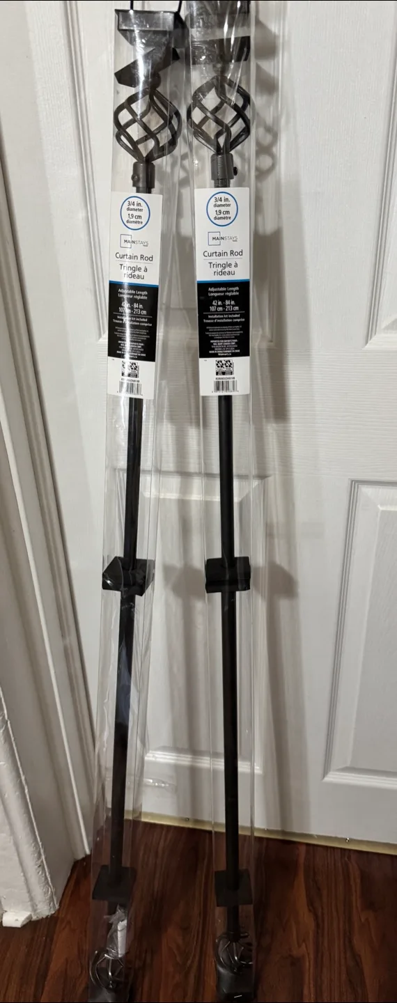 EUC - 3/4 inch Black Curtain Rods (Set of 2) image indicator(4)