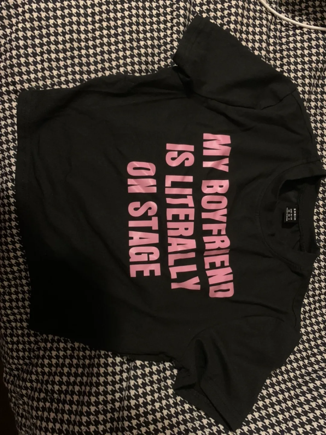 SHEIN Black Baby Crop Tee - My Boyfriend Is Literally On Stage thumbnail