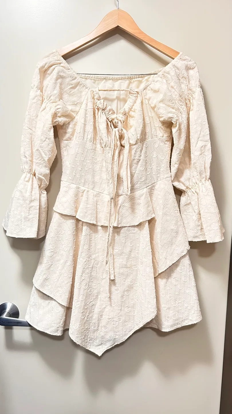Off-the-shoulder tiered mini dress thumbnail