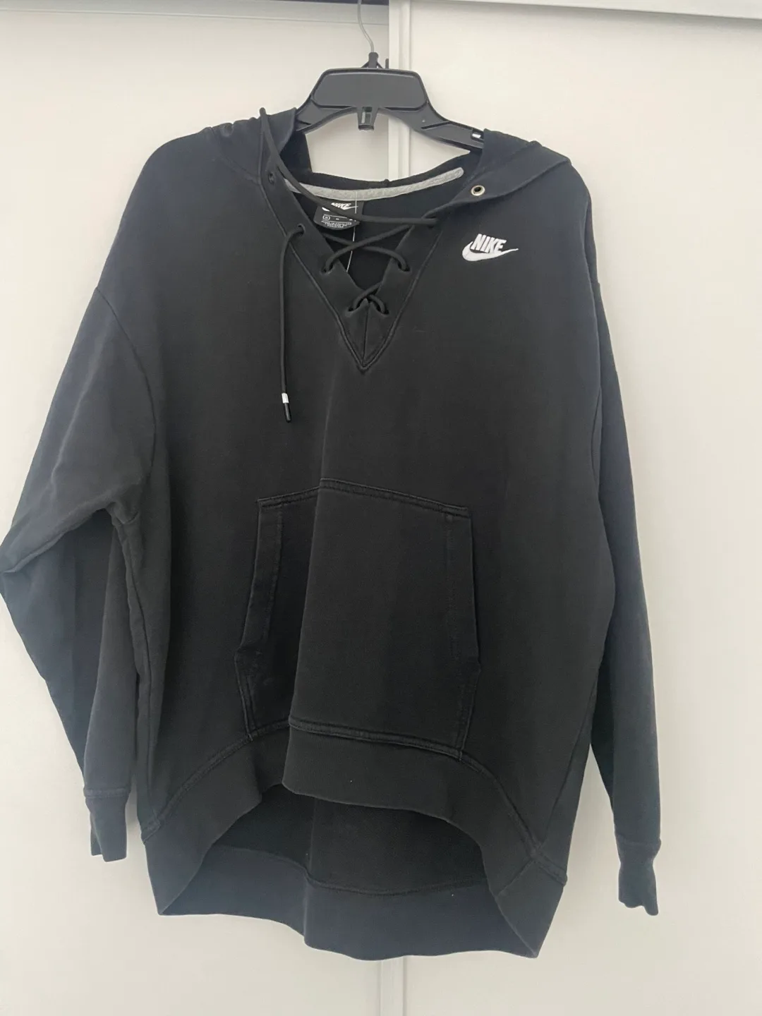 Nike Black Lace-Up Hoodie - Size Medium thumbnail