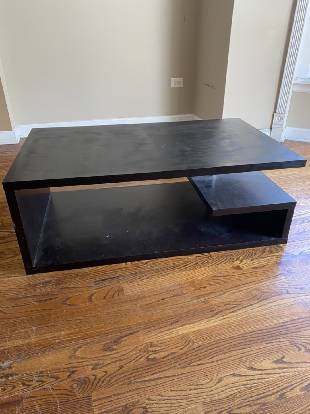 Modern Black Coffee Table with Shelf. 40” x 27 1/2” x 17” height