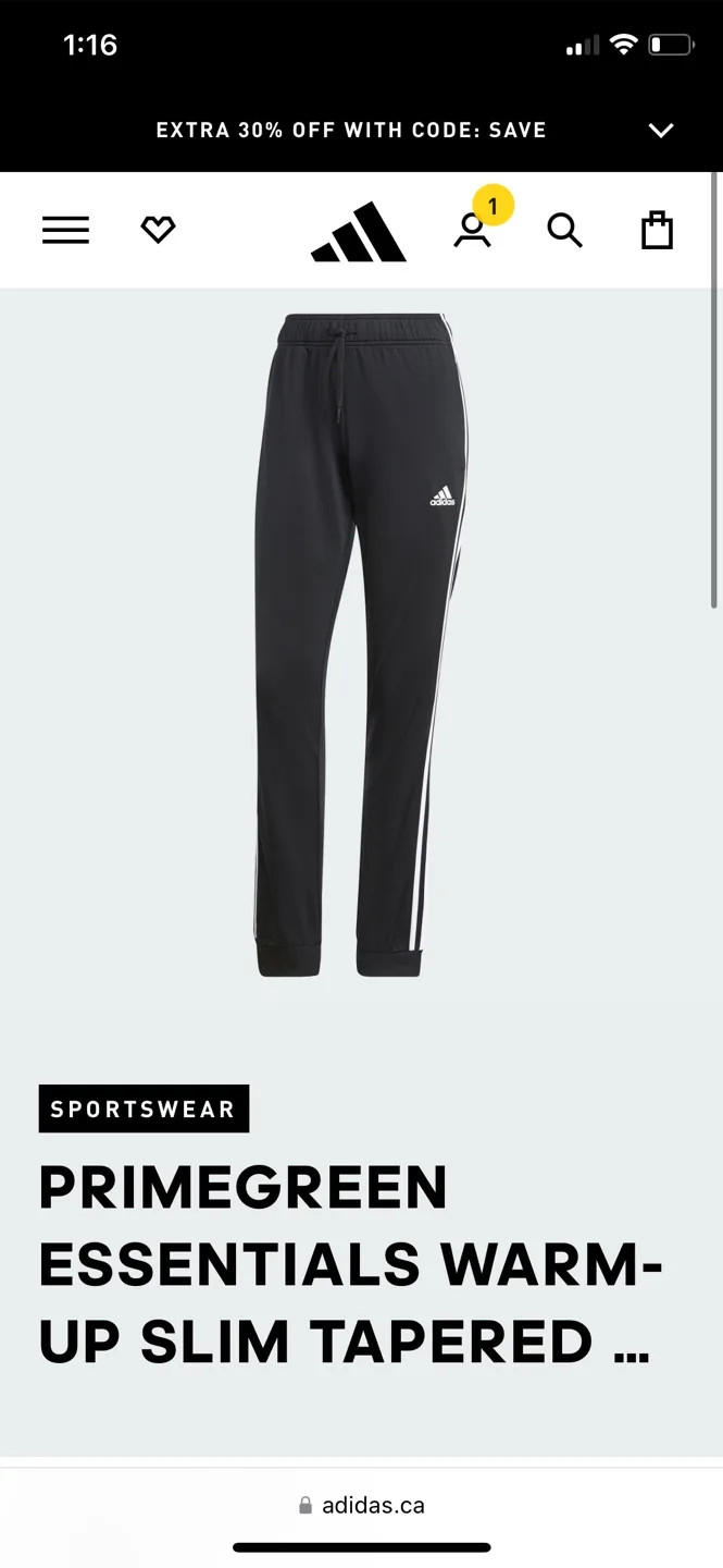 Adidas Primegreen Essentials Warm-Up Slim Tapered Pants thumbnail
