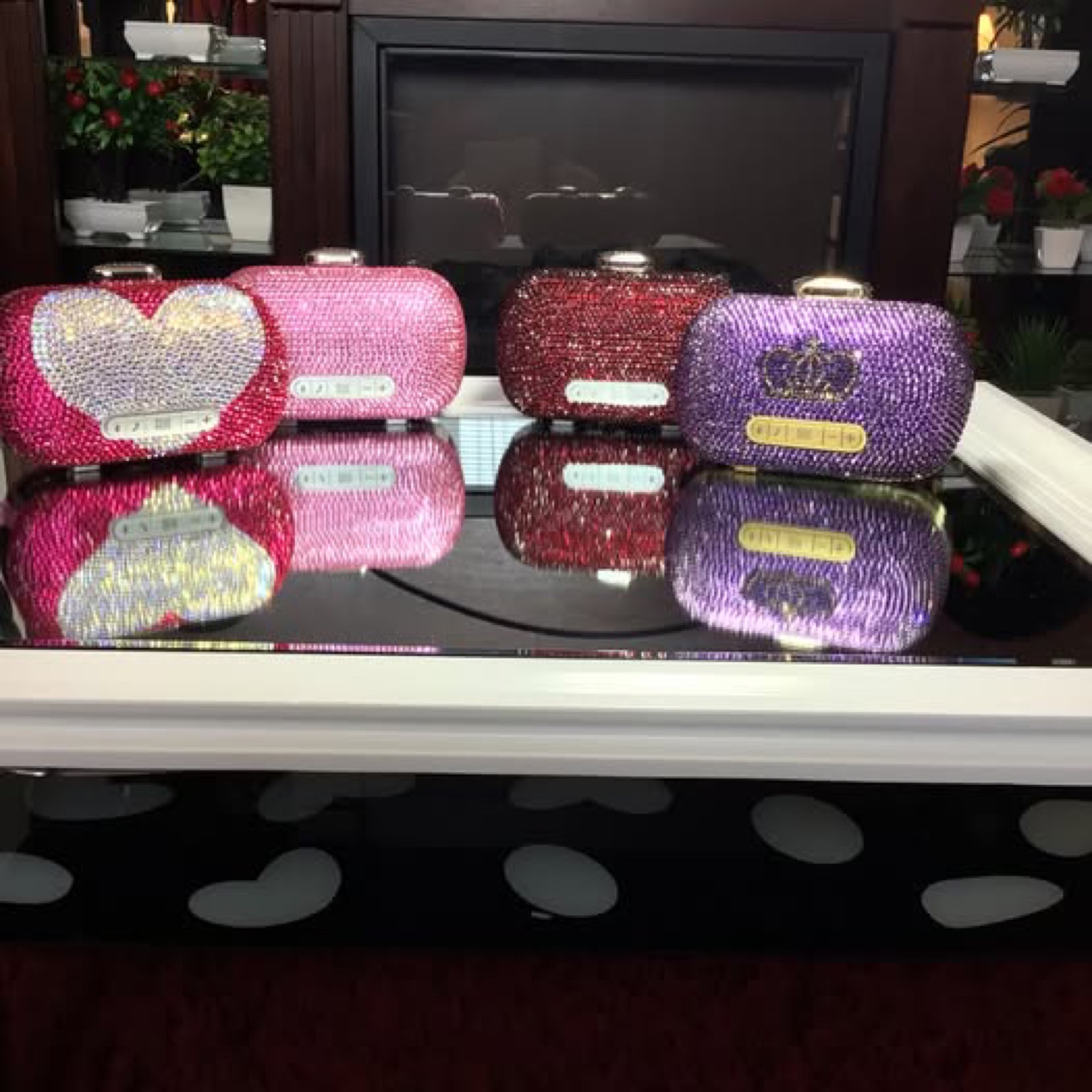 Crystal Embellished Heart and Crown Shaped Handbags