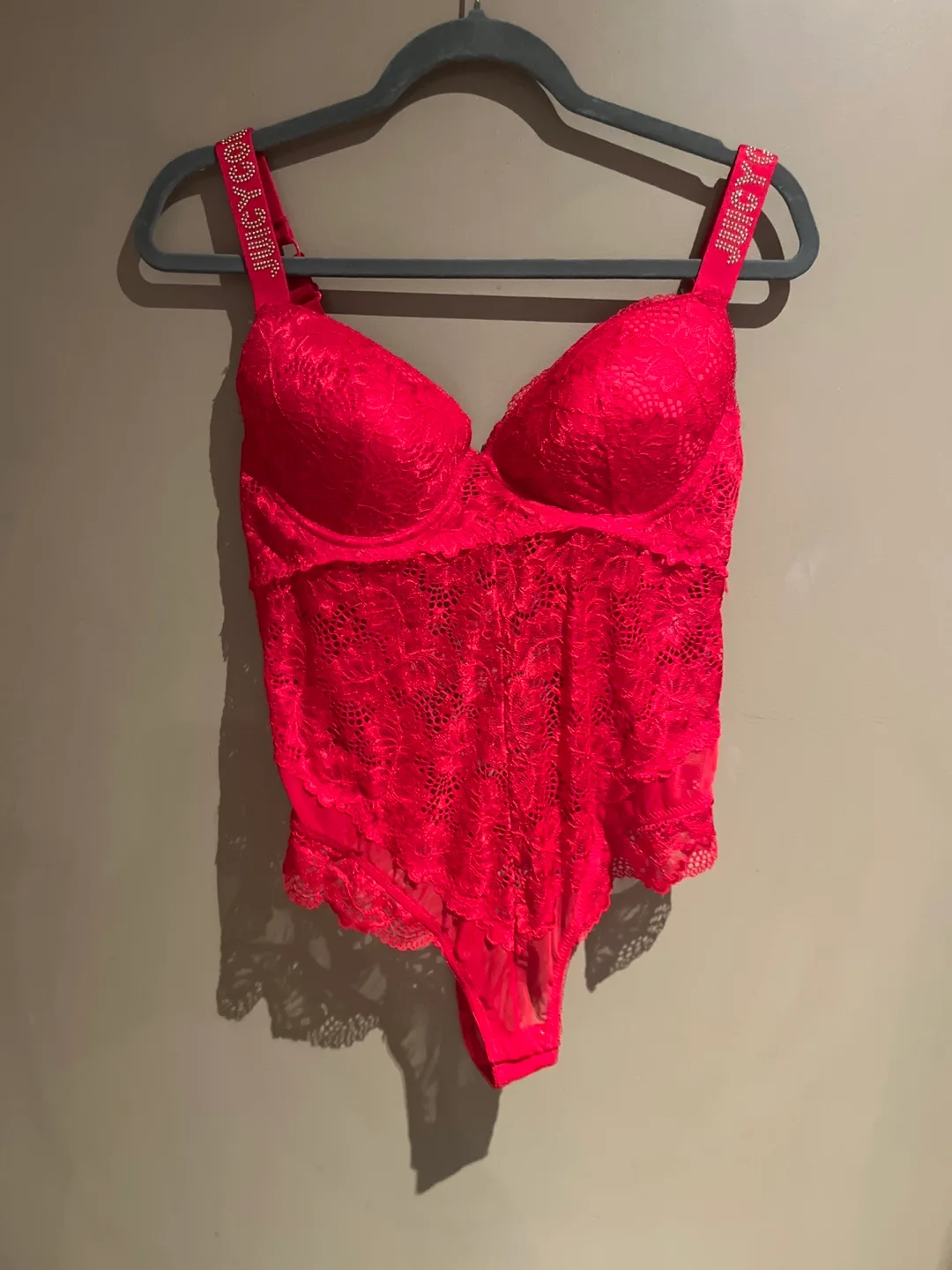 Victoria's Secret Pink Red Lace Bodysuit thumbnail