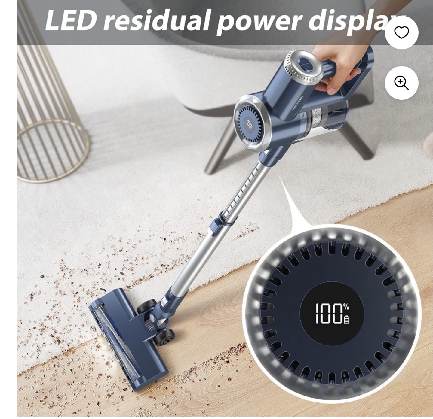 Prettycare Cordless Stick Vacuum Cleaner Lightweight W200 Blue - photo 3