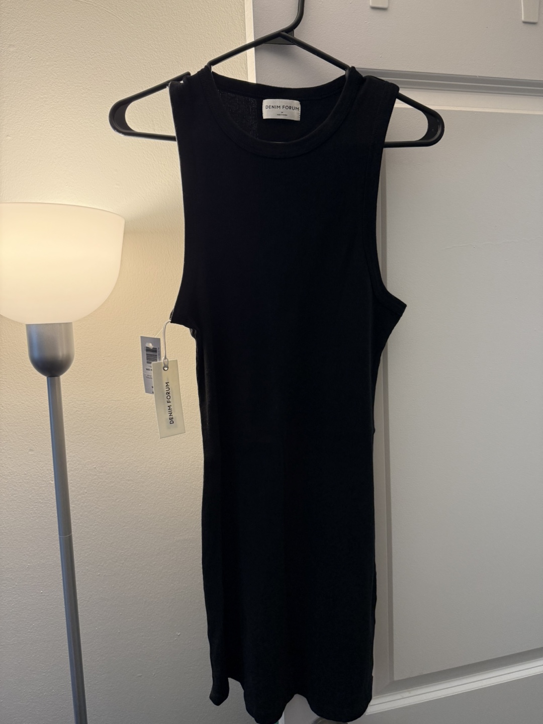 Aritzia Denim Forum 90s Ribbed Black Mini Dress