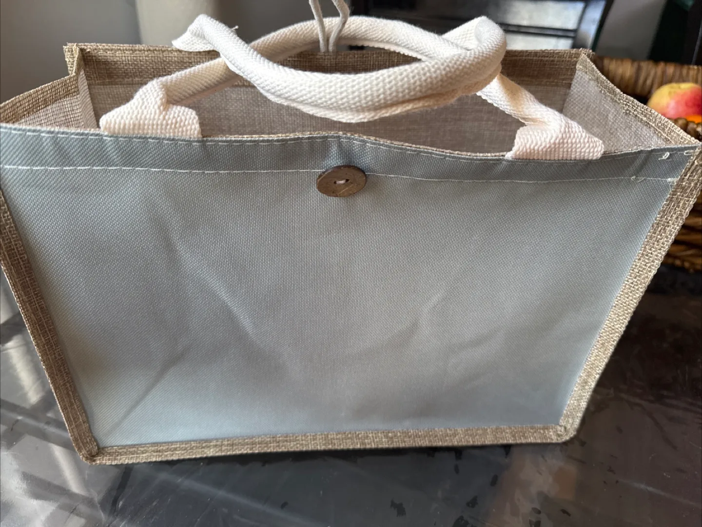 Grey Jute Tote Bag thumbnail
