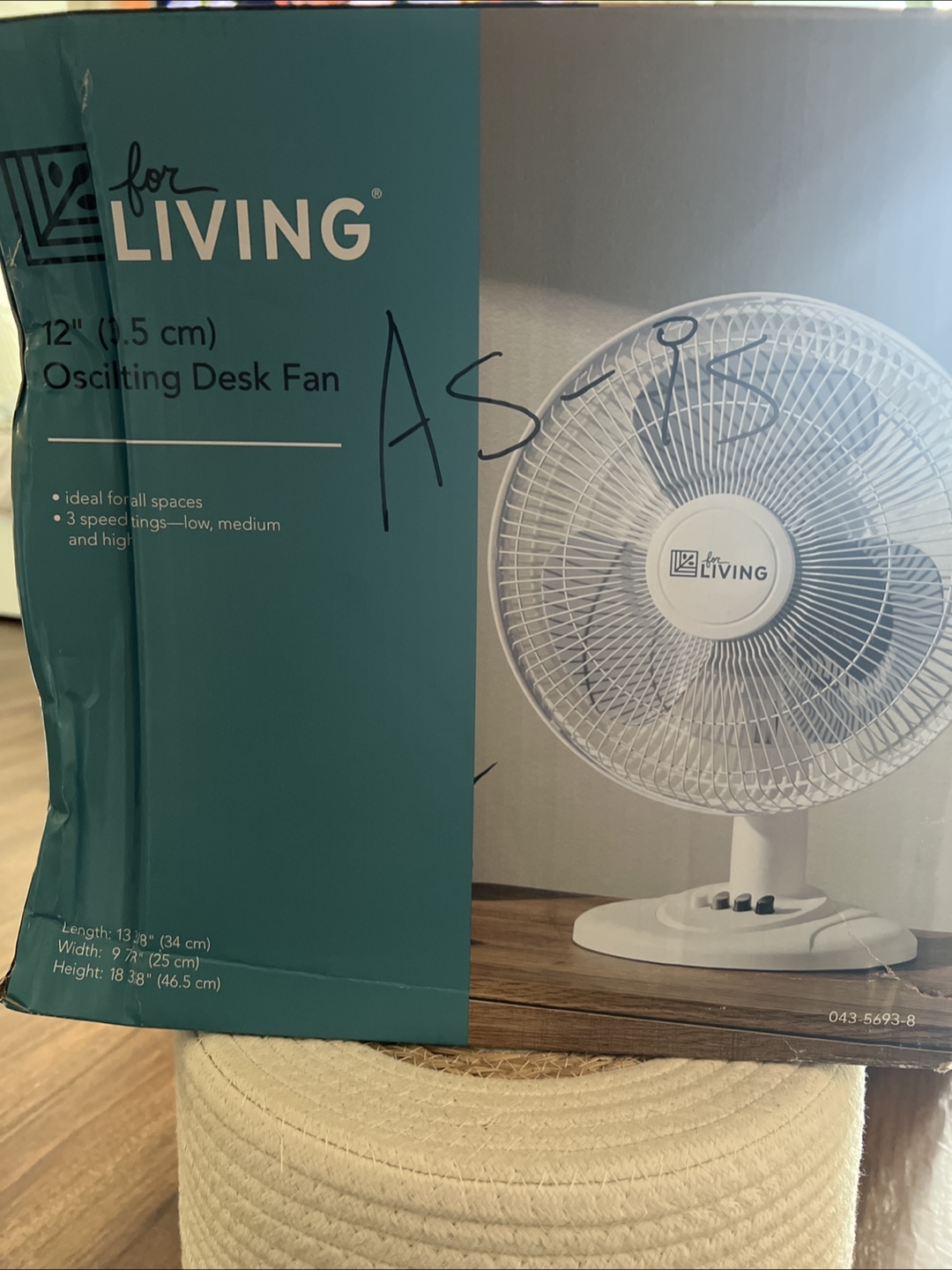 12" For Living Oscillating Desk Fan - New in Box