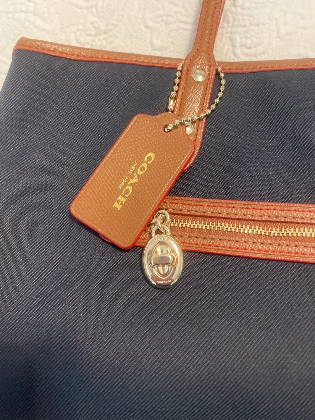 Coach Tote Bag - Navy Blue & Brown Leather image indicator(2)