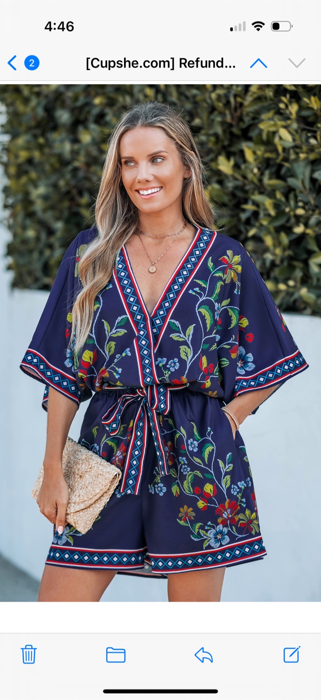 Navy Floral Print Romper Jumpsuit