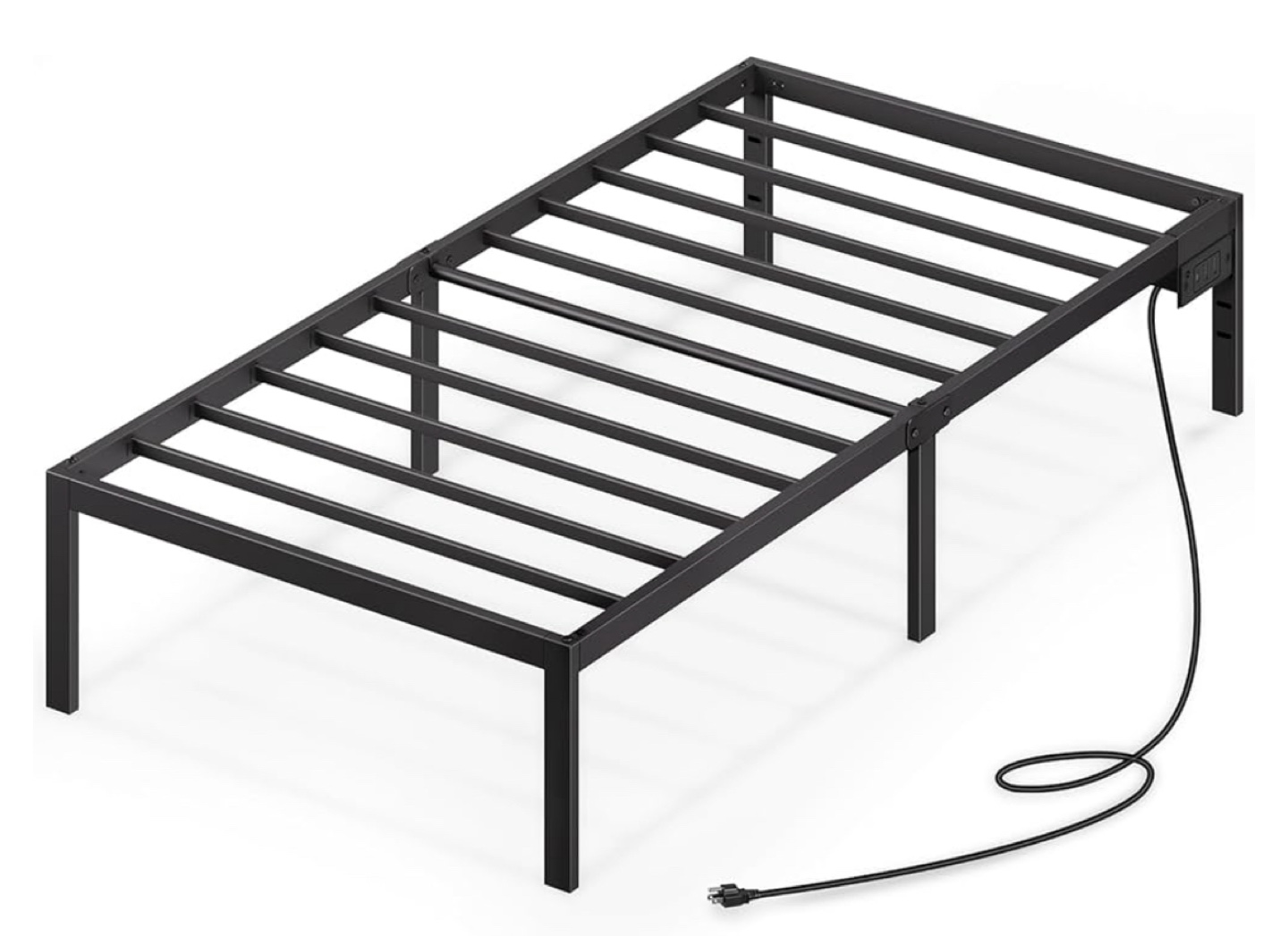 X-Long Twin Metal Bed Frame with Outlets - photo 2