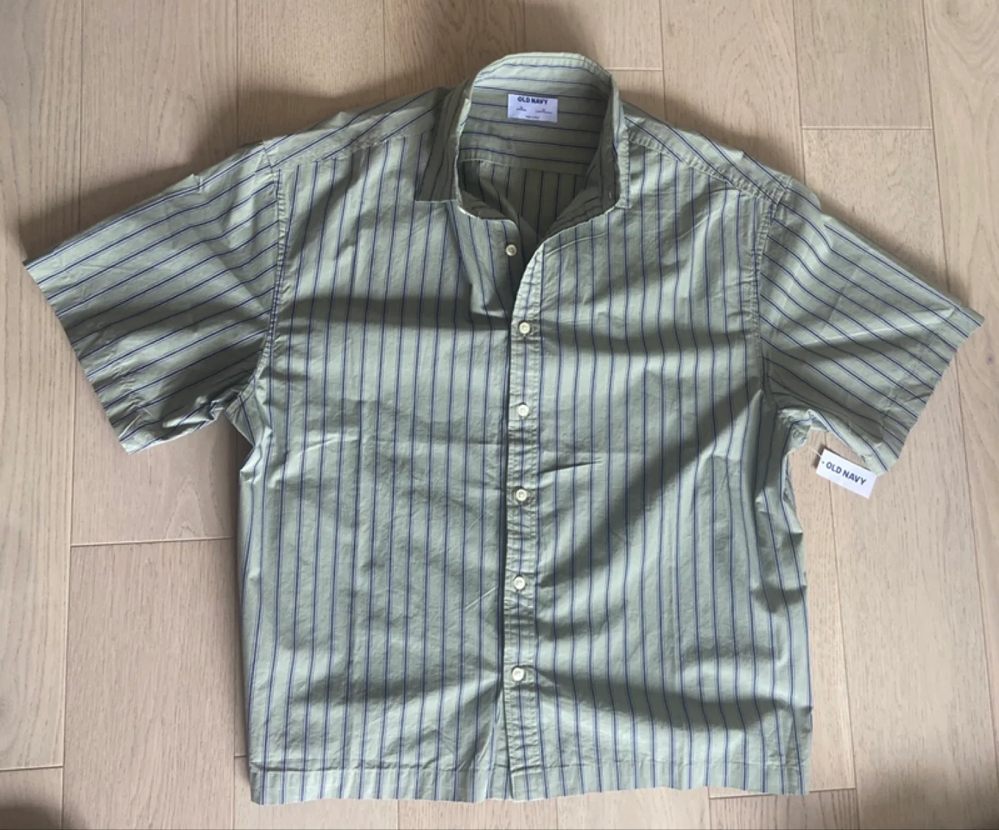 Old Navy Green Striped Button-Down Shirt