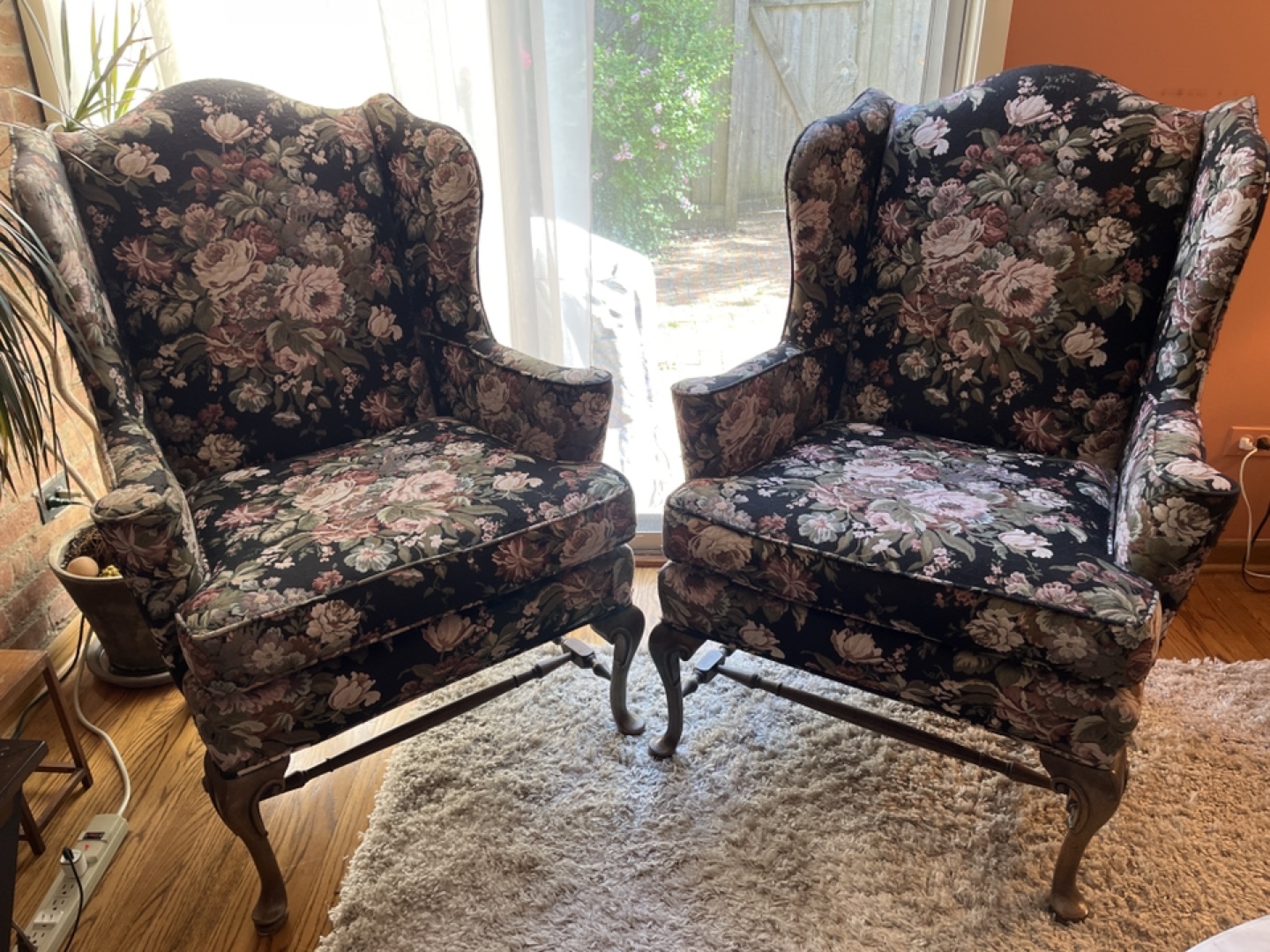 Vintage Floral Wingback Chairs (2) - photo 2