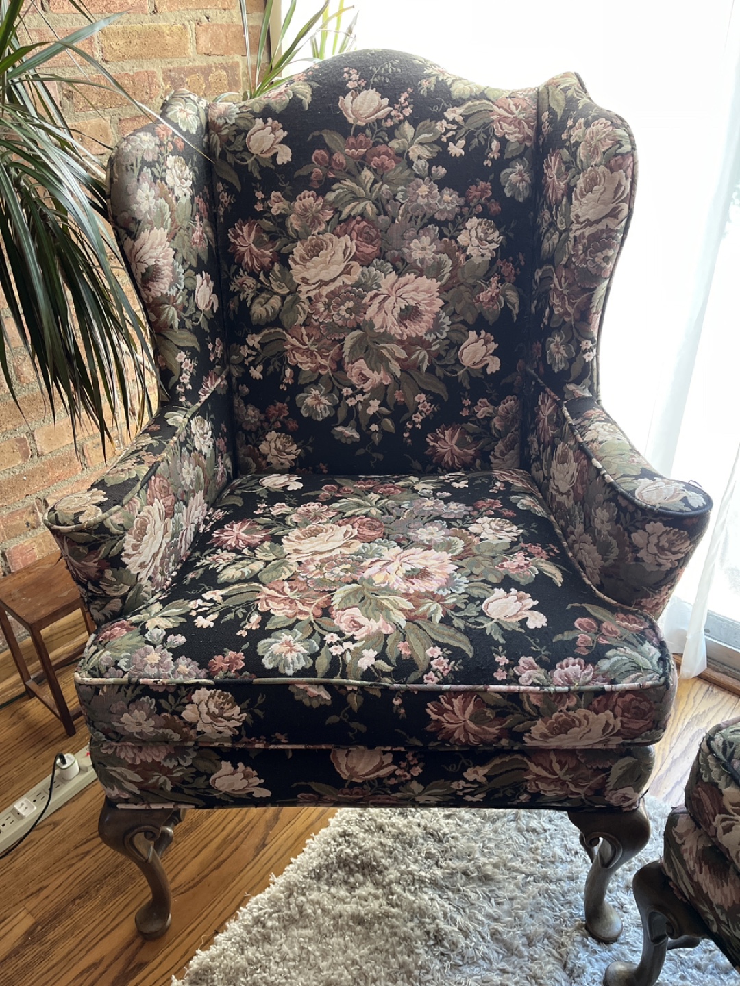 Vintage Floral Wingback Chairs (2) - photo 4