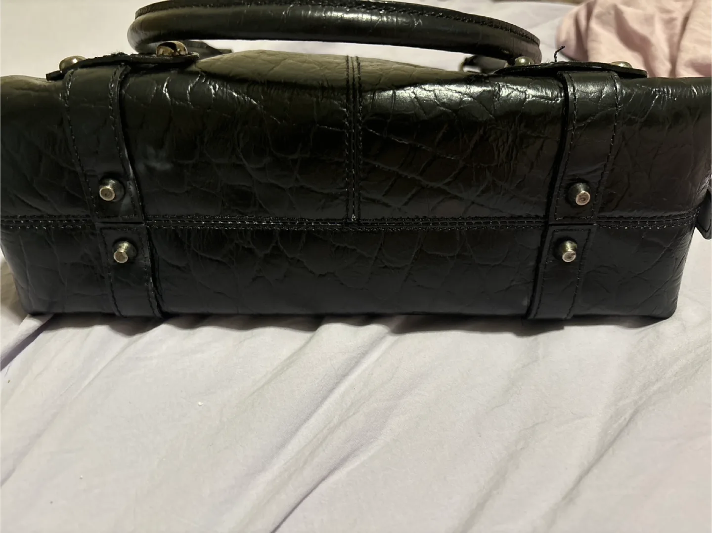 Black Leather Handbag with Studs image indicator(2)