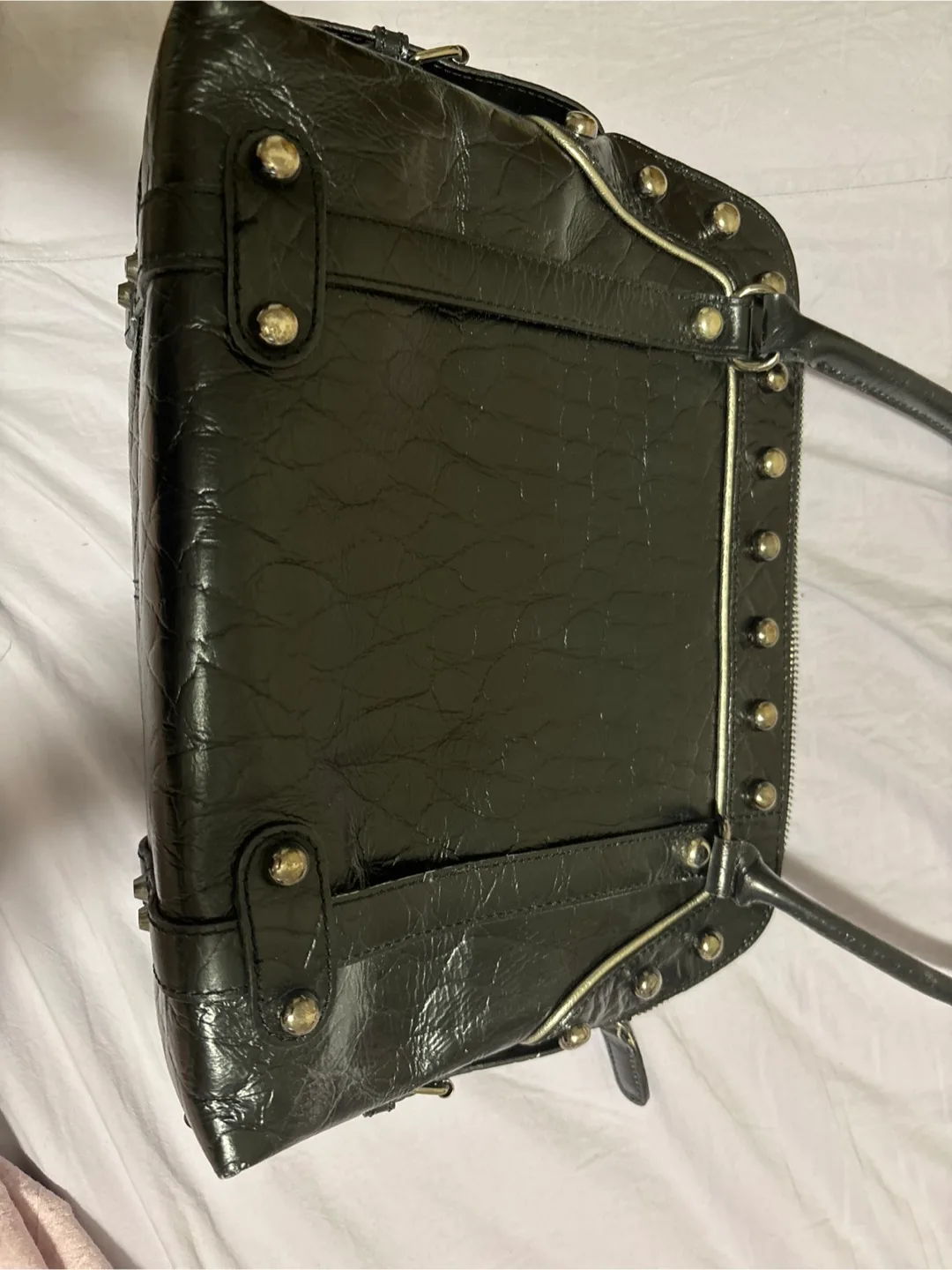 Black Leather Handbag with Studs image indicator(3)
