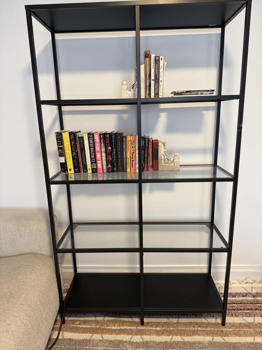 Black Metal and Glass Bookcase