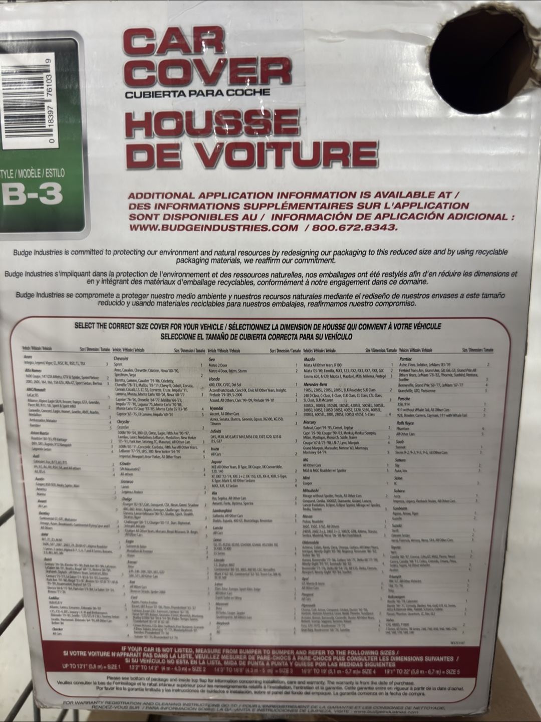 Budge Industries Semi-Custom Car Cover - Size 3 - photo 2