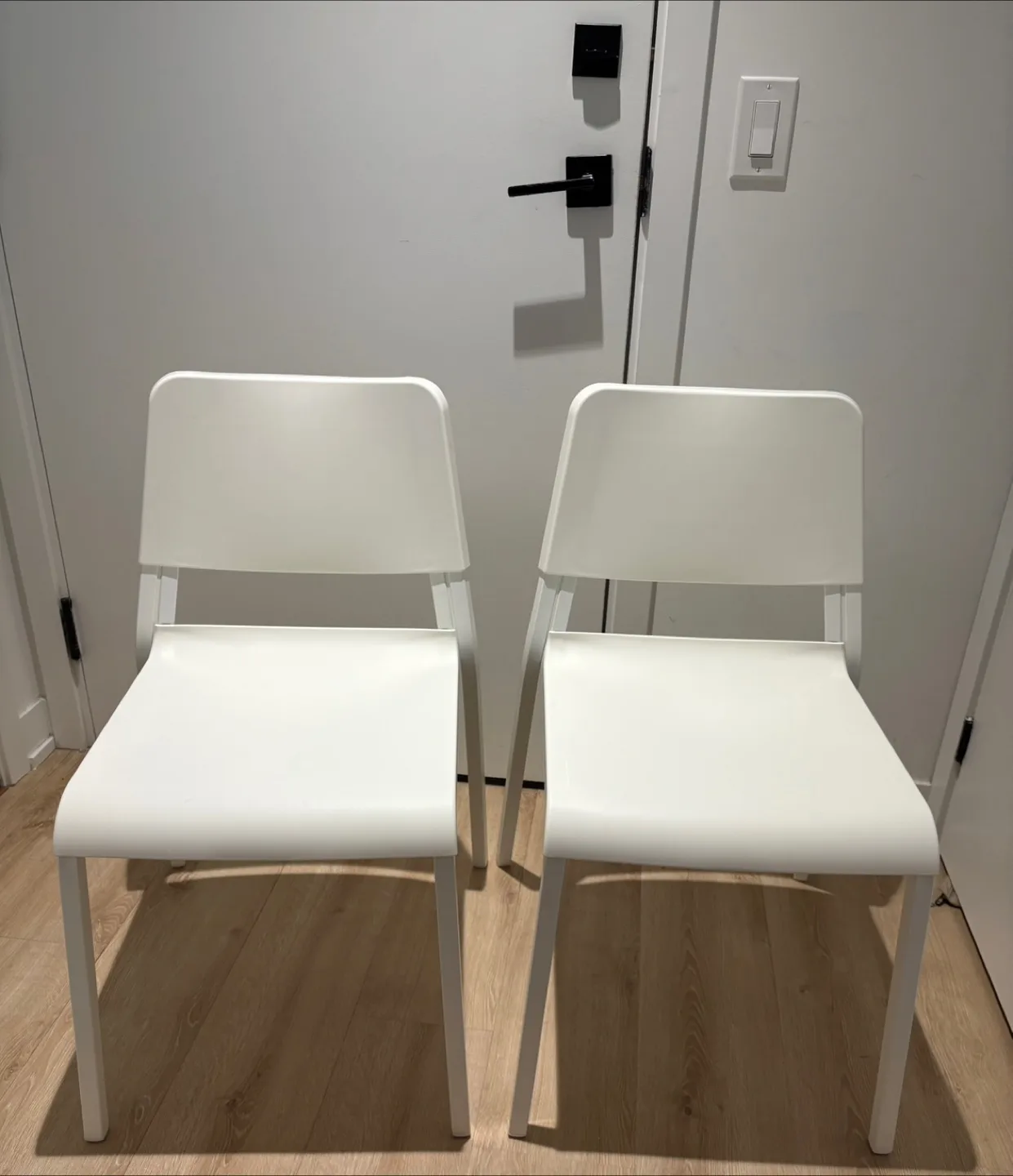 Pair of IKEA White Plastic Chairs thumbnail