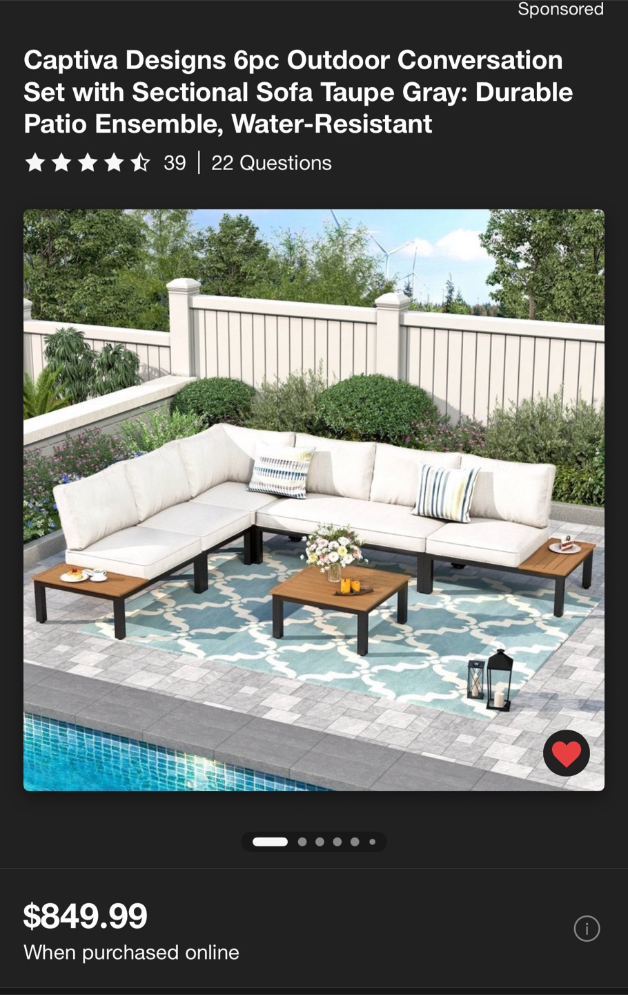 Captiva Designs 6pc Outdoor Sectional Sofa Set - photo 5