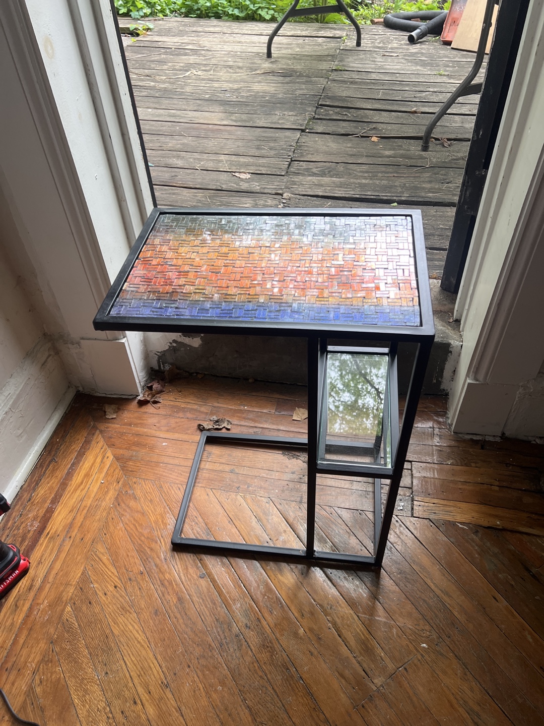 Mosaic Glass Top End Table