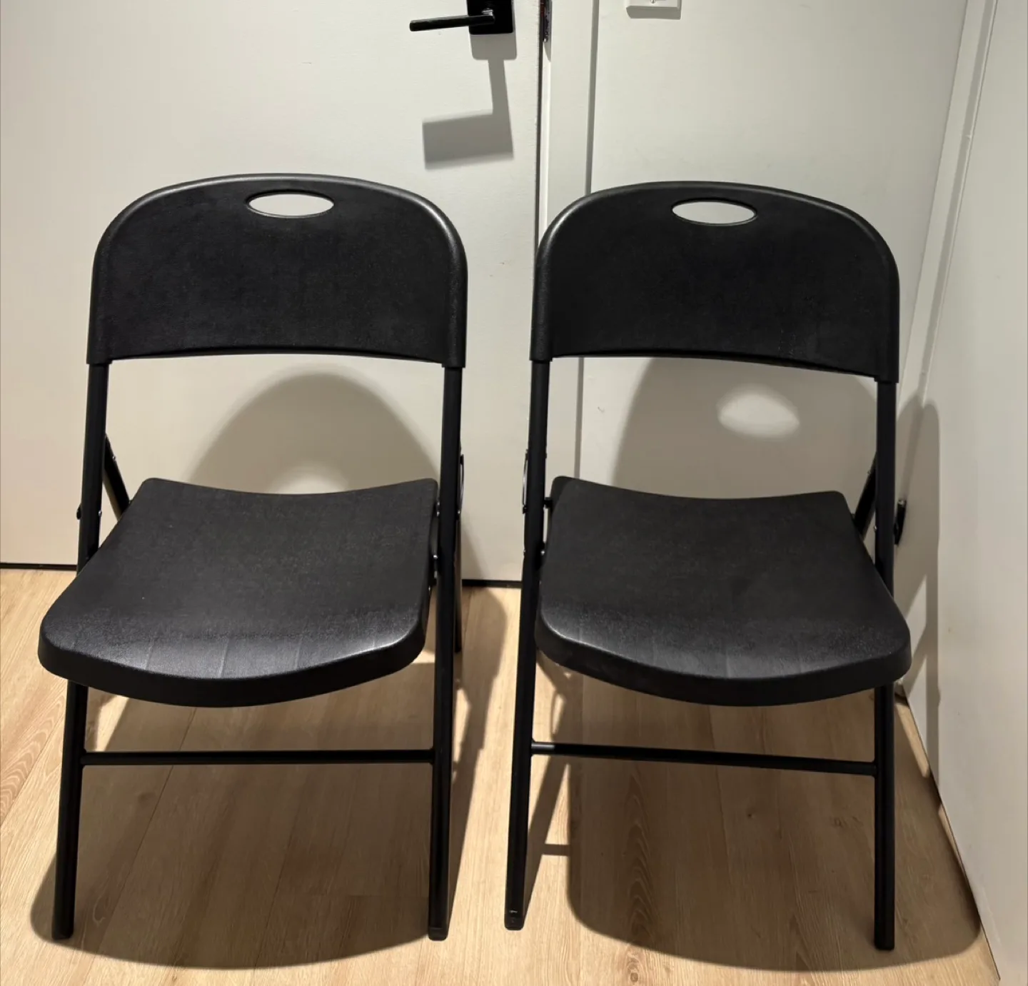 Pair of Black Folding Chairs thumbnail