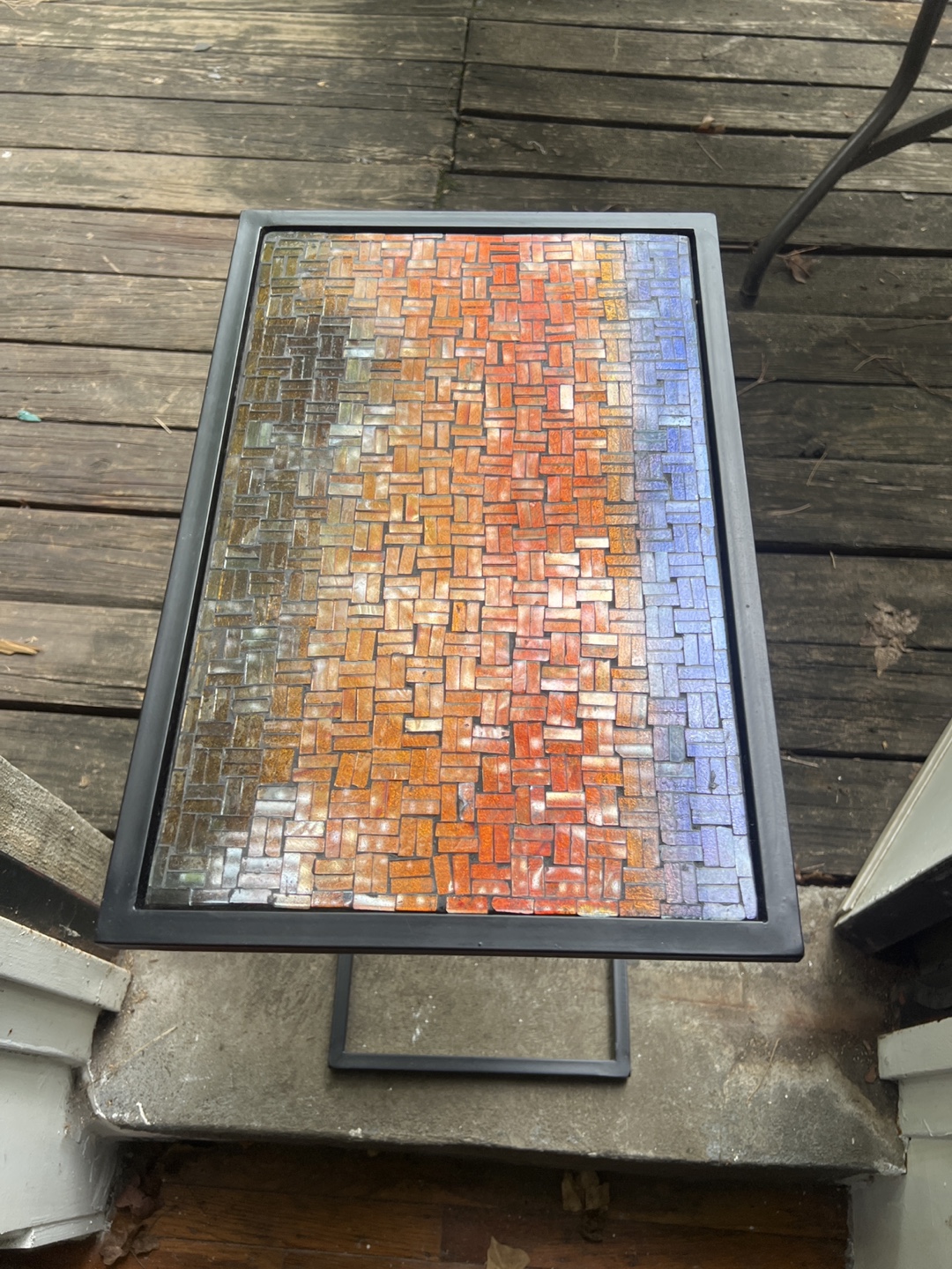 Mosaic Glass Top End Table - photo 4