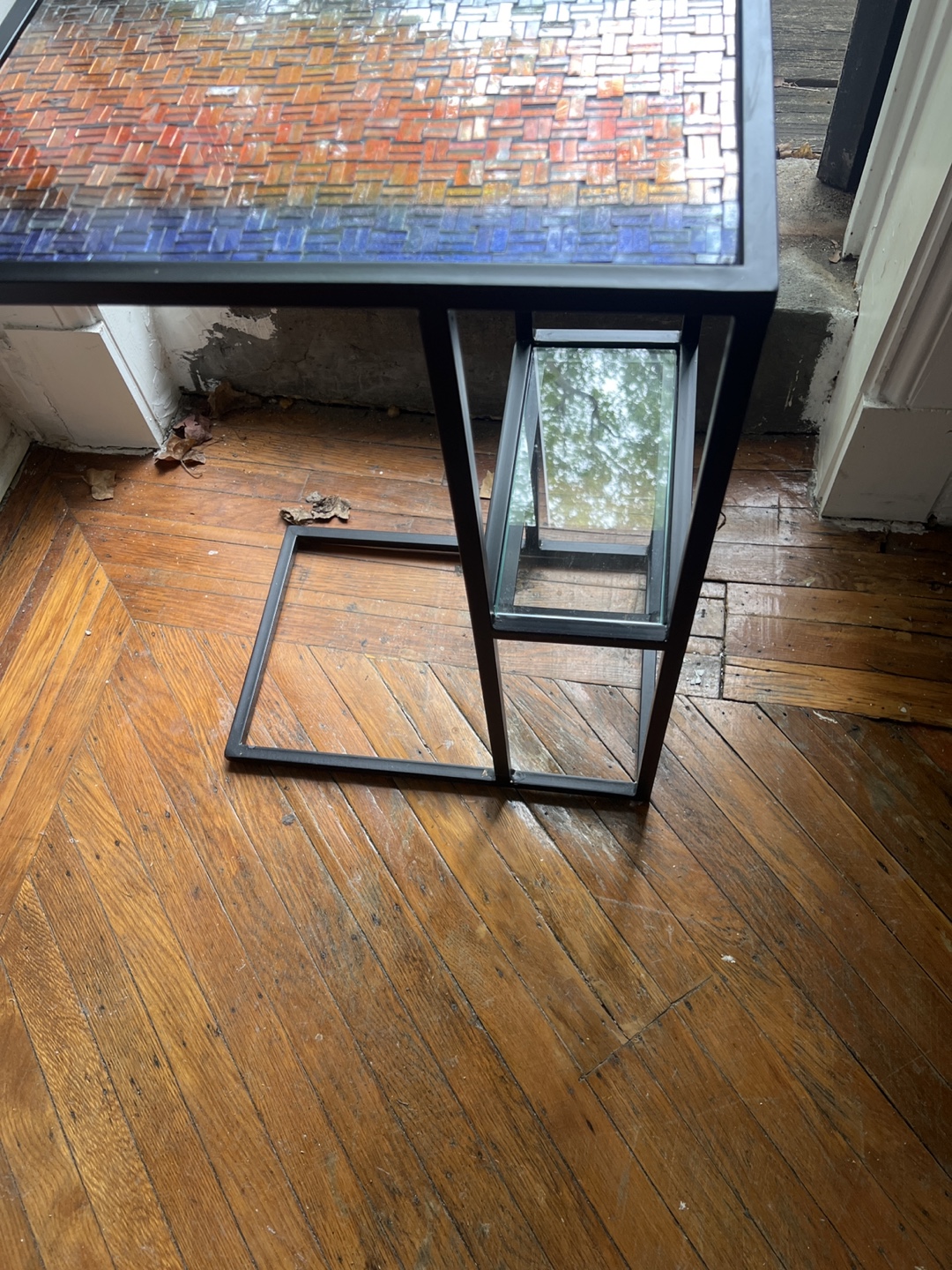 Mosaic Glass Top End Table - photo 3