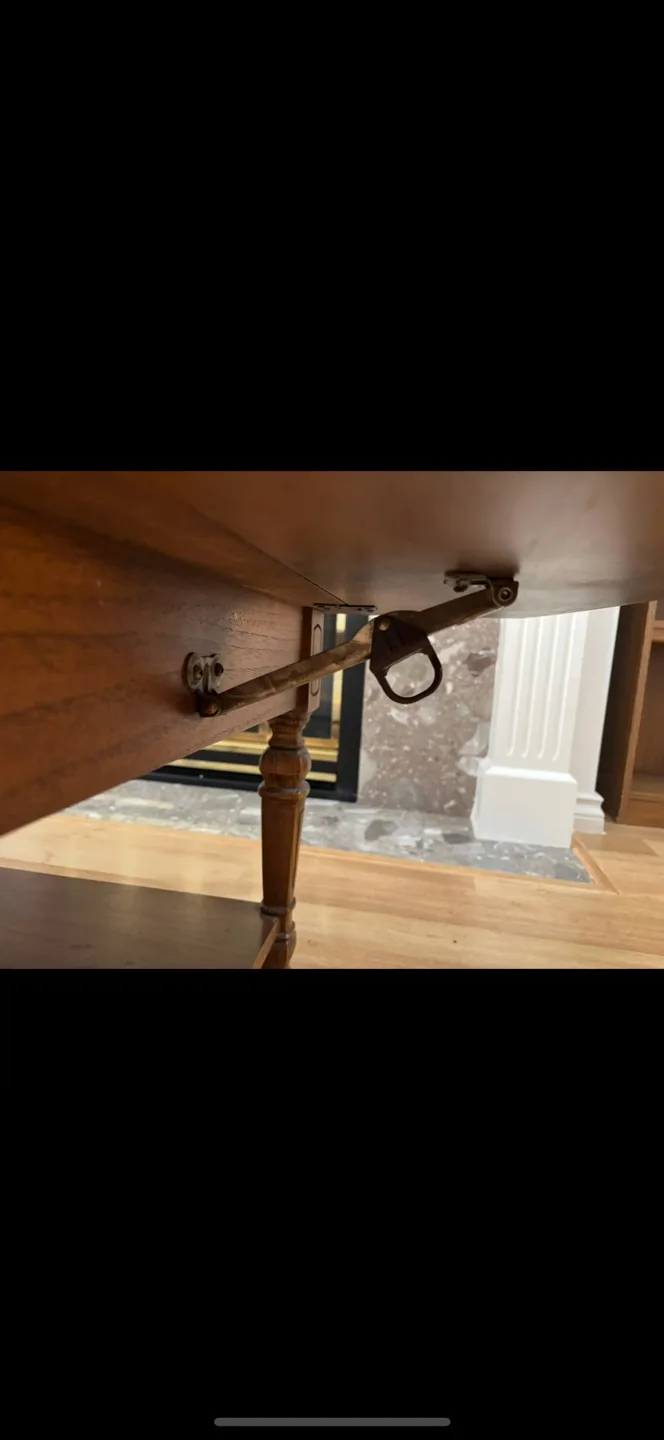 Vintage Wooden Coffee Table with Metal hinged Leaf Extensions image indicator(4)