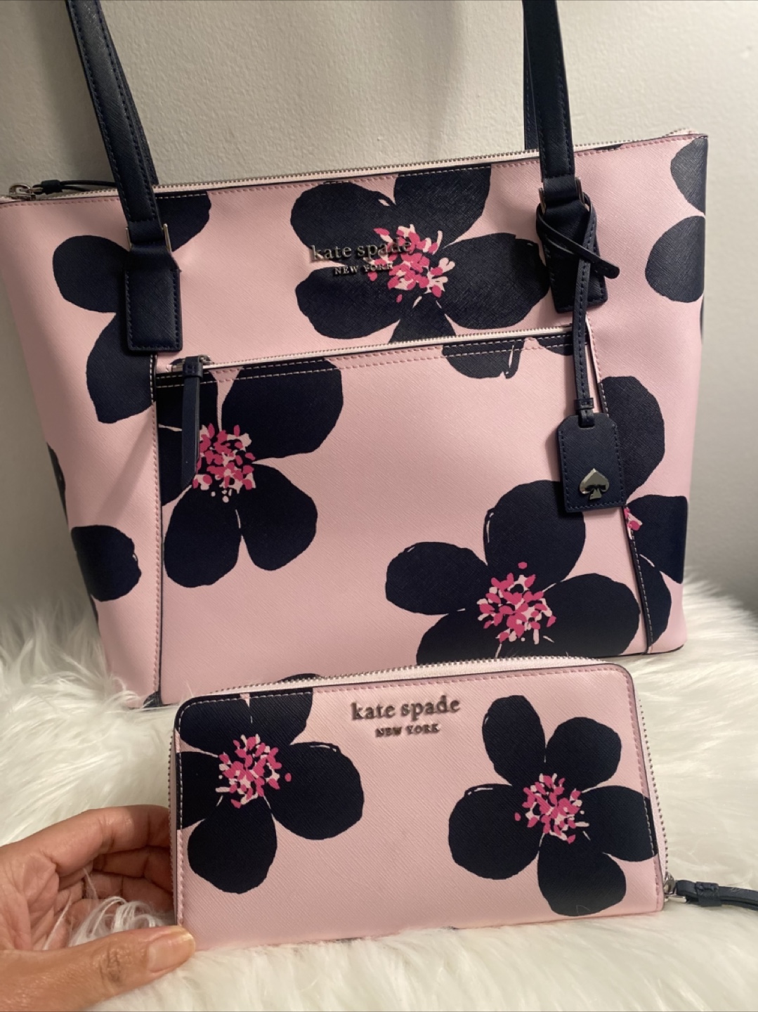 Kate Spade Pink Floral Tote Bag and Matching Wallet Set - photo 2