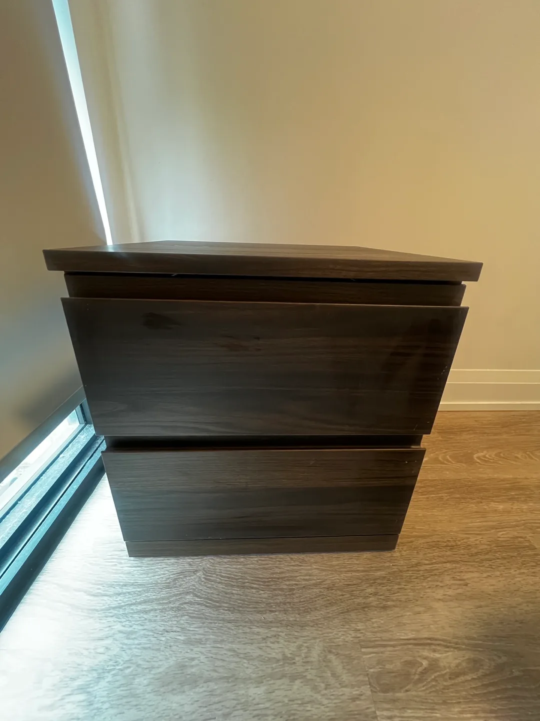 Two-Drawer Nightstand - Dark Brown Oak thumbnail