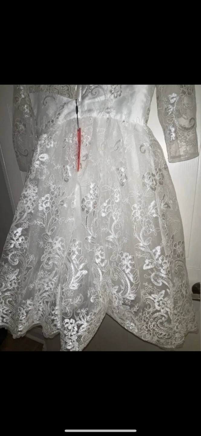 Chi Chi London Bridal Charlize Embroidered Midi Dress size 8 image indicator(6)