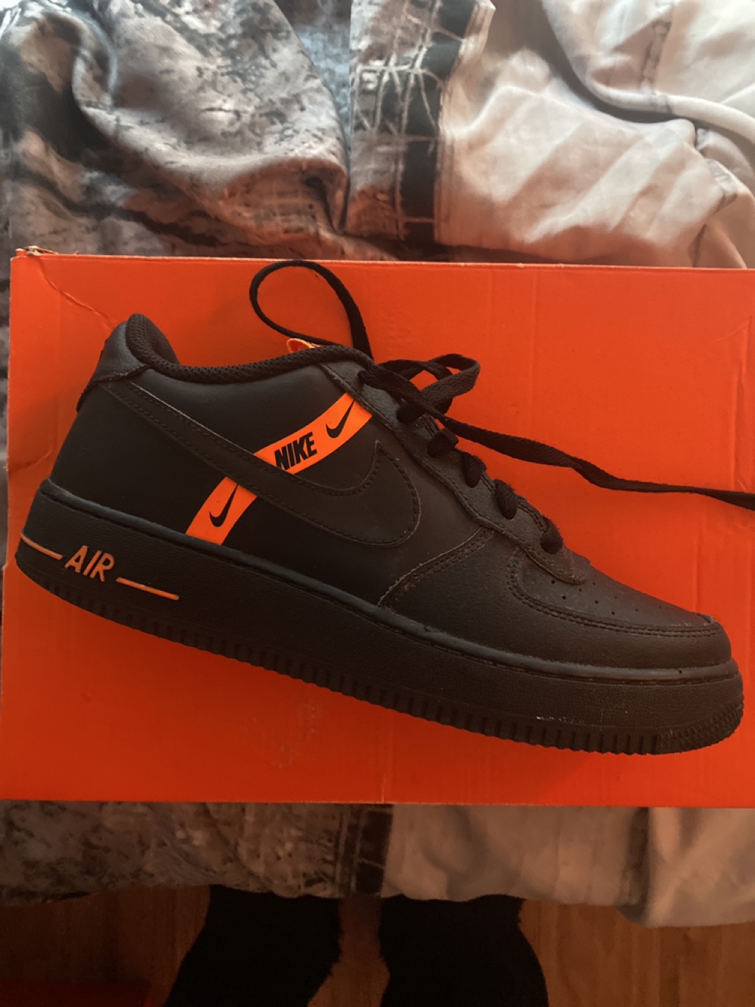 Nike Air Force 1 LV8 KSA(GS) Sneakers - Black and Orange - photo 2