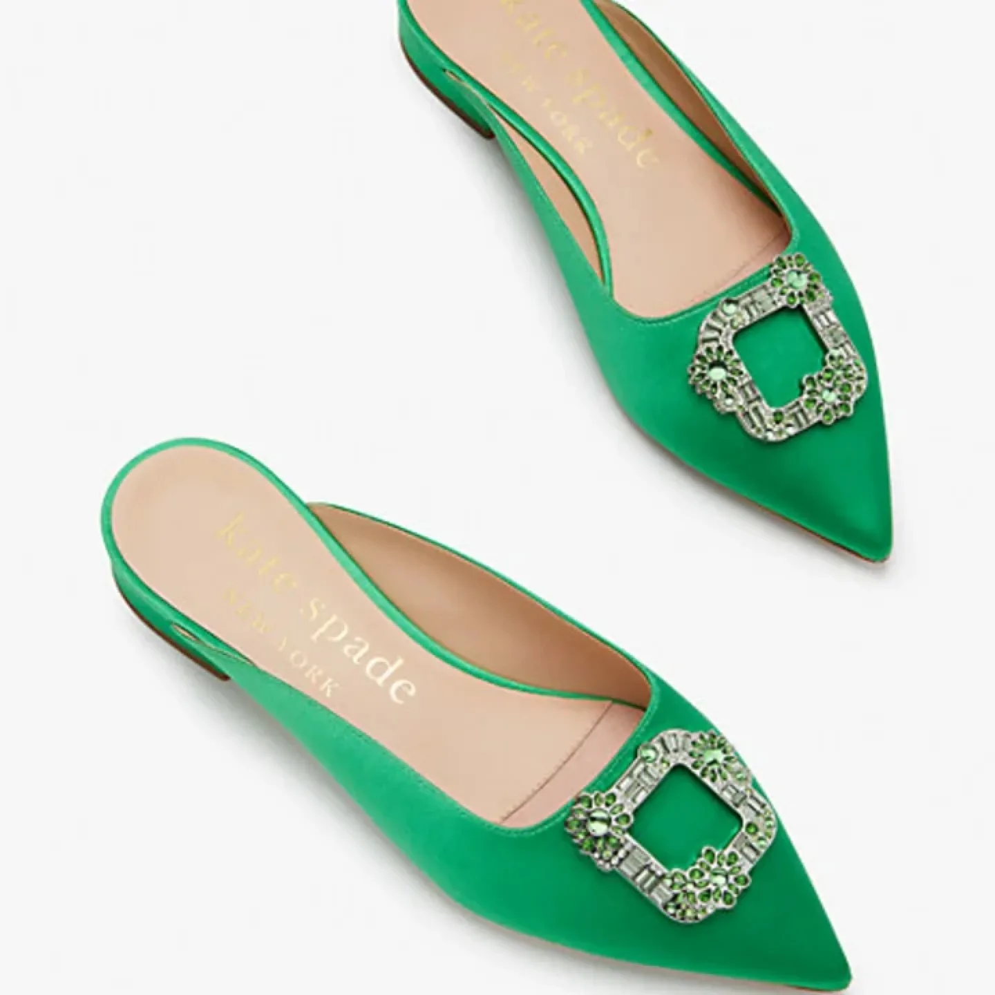 Kate Spade Kelly Emerald Green Buckle Up Slide Flats size 7 thumbnail