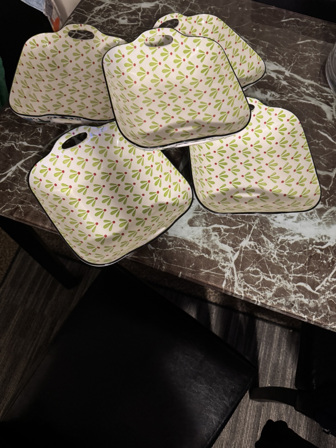 Set of 4 Square Ceramic Serving Bowls with Handles - photo 3