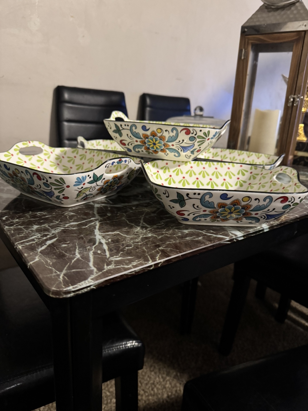 Set of 4 Square Ceramic Serving Bowls with Handles - photo 4