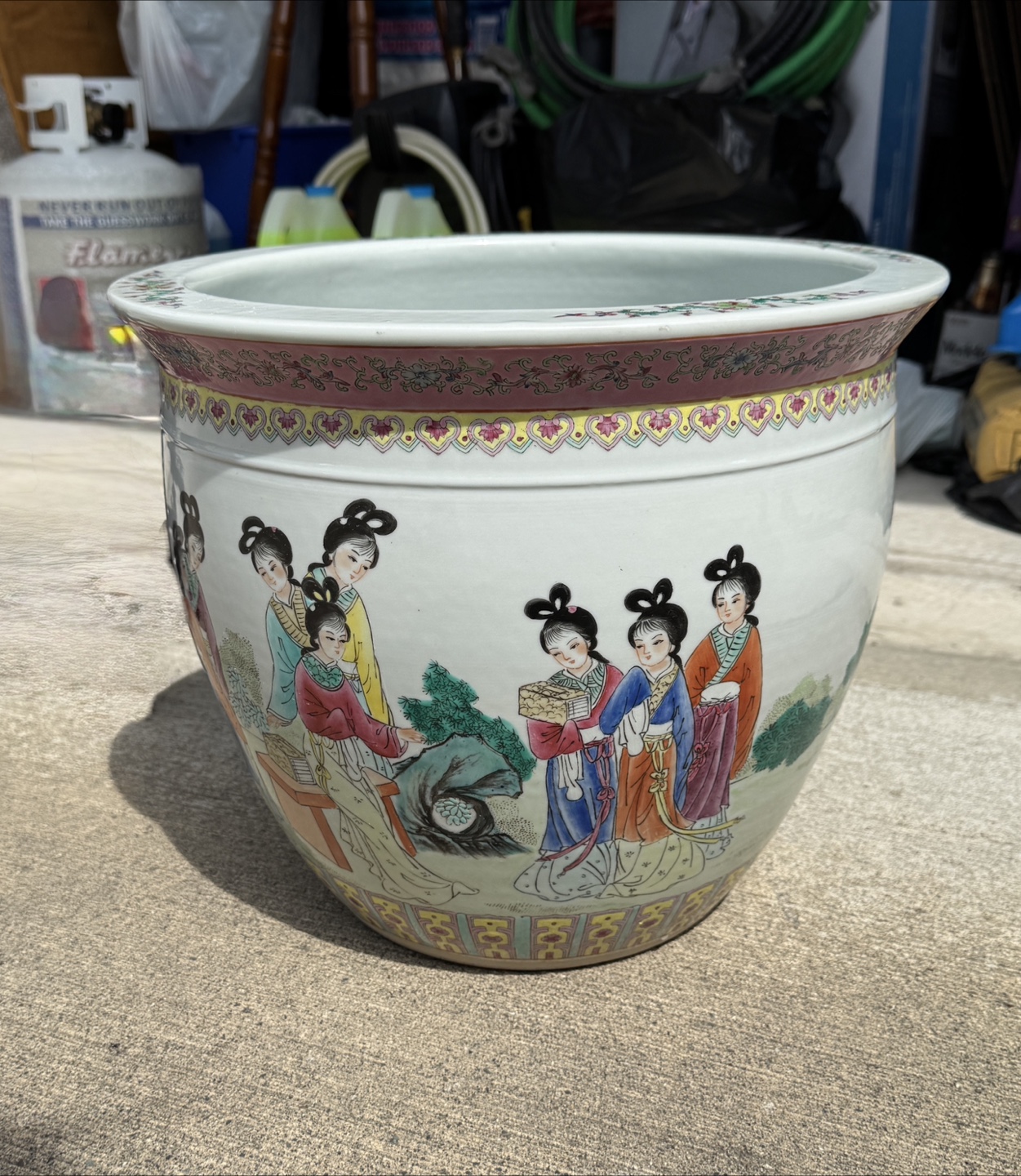 Large Vintage Asian Porcelain Planter