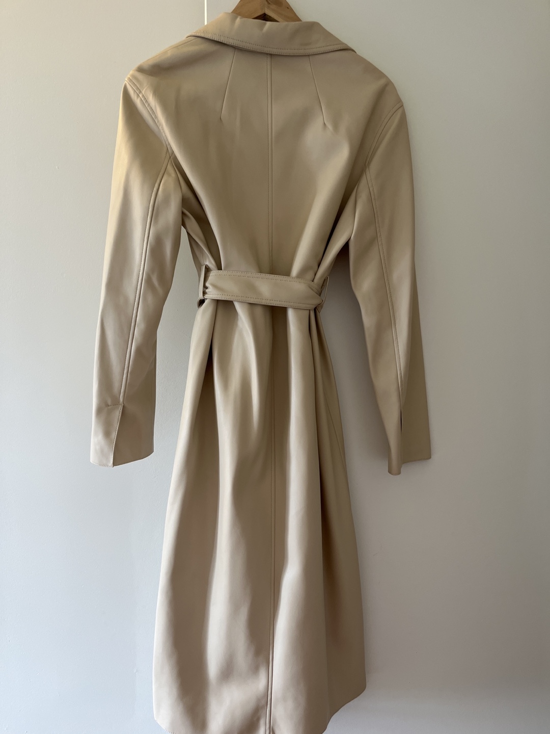 Zara Beige Faux Leather Belted Coat - Size XS - photo 2