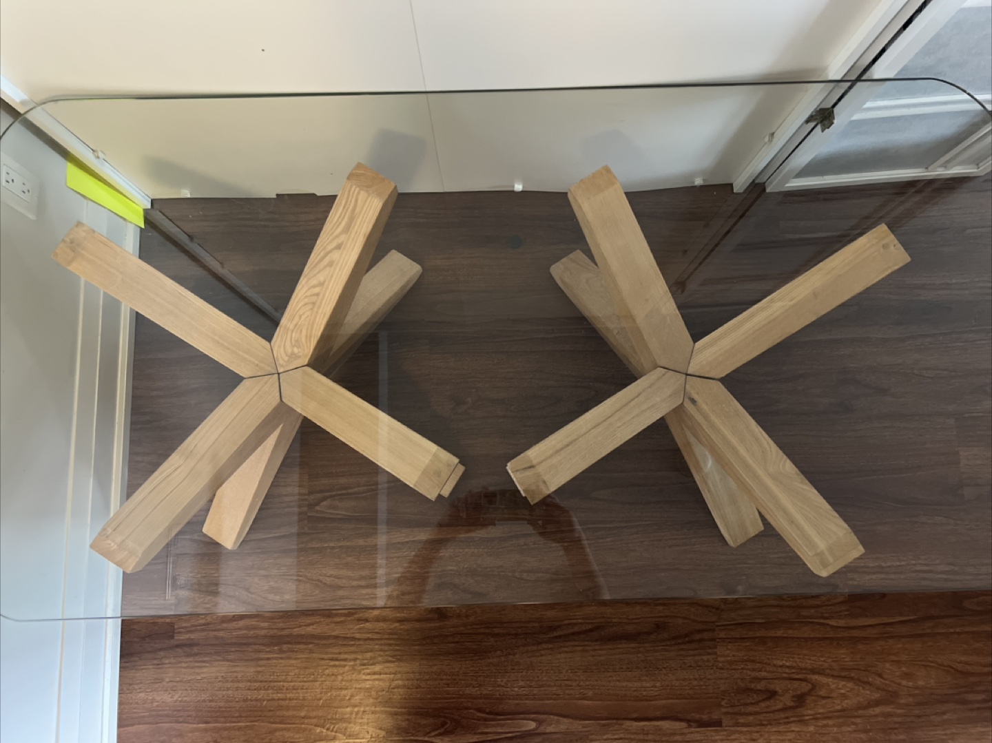 Modern Glass Top Coffee Table with Wooden Base - photo 5