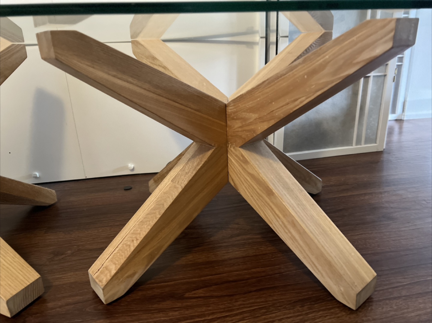 Modern Glass Top Coffee Table with Wooden Base - photo 4